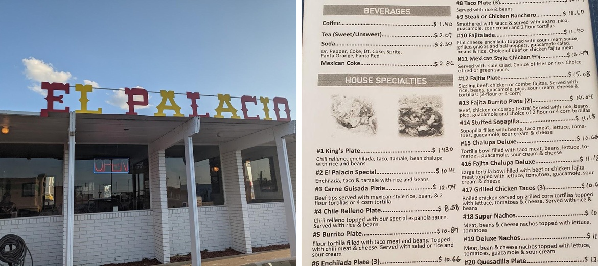 El Palacio Menu